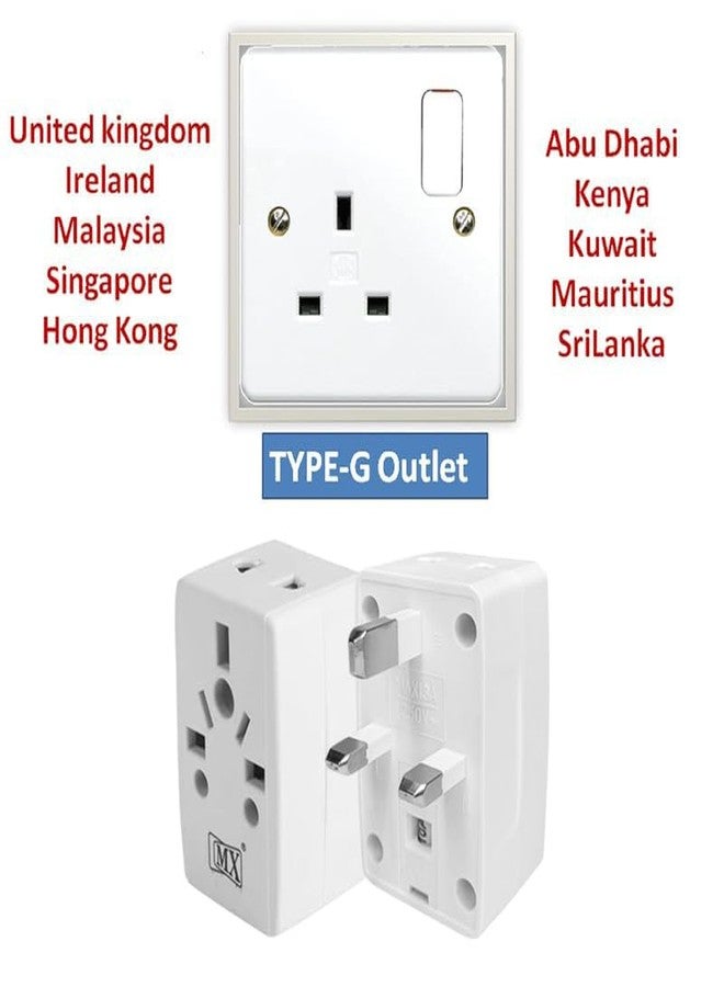 MX Universal Travel Adapter Plug 13A Power Converter for UK Type-G Outlets Compatible with Type-D, Type-I Plugs International Plug Adapter for India, Australia, China, Dubai, Singapore, England - Image 5